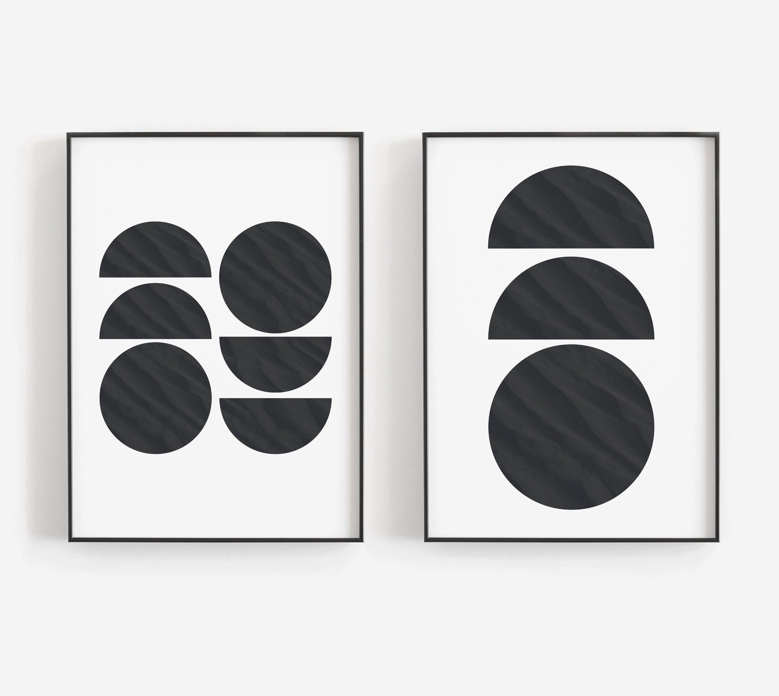 2 Black Circle S Logo - Set of 2 Black Circle Texture Prints | Pixy Paper