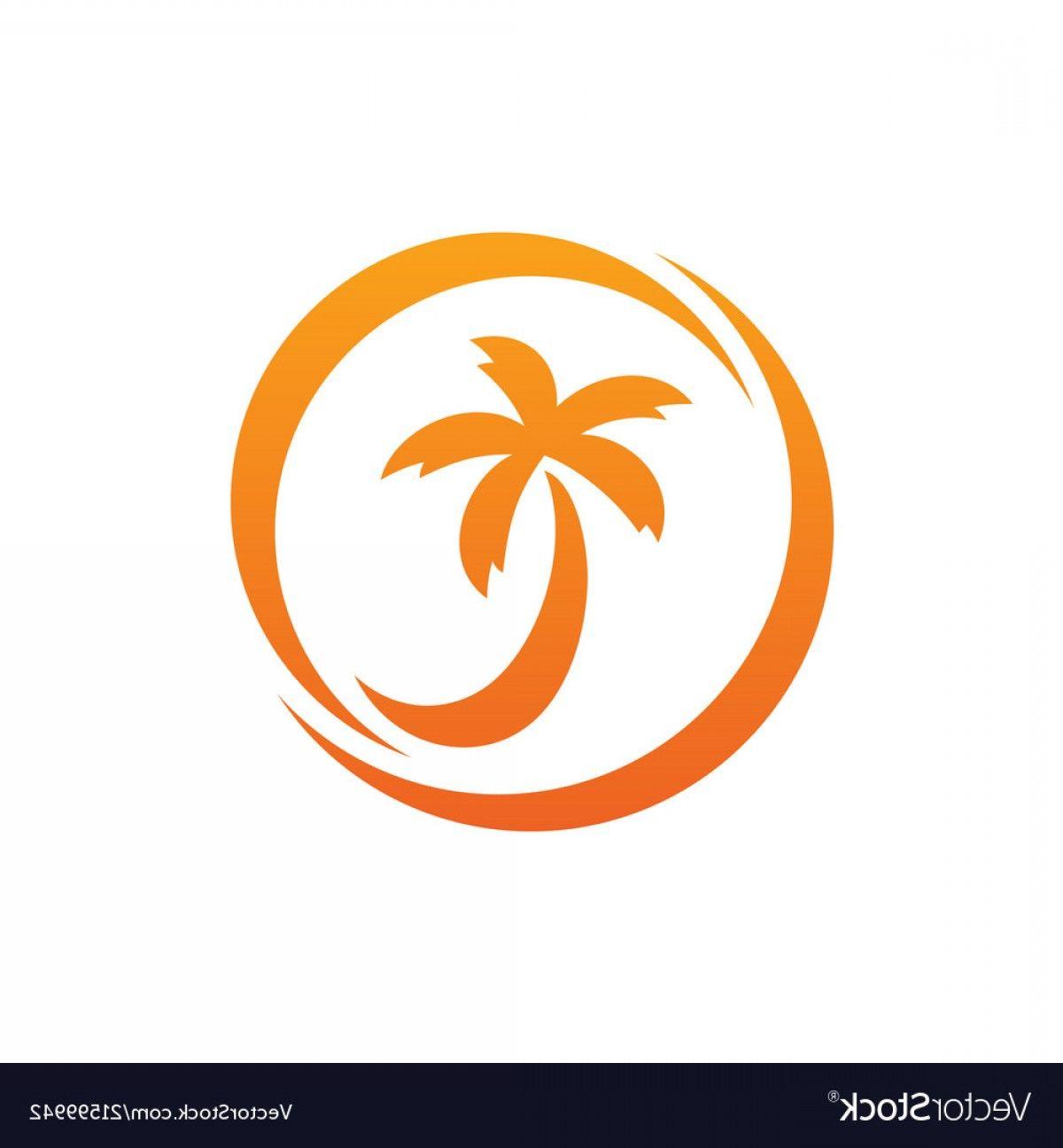 Palm Tree Circle Logo - Coconut Or Palm Tree Circle Logo Vector | SHOPATCLOTH