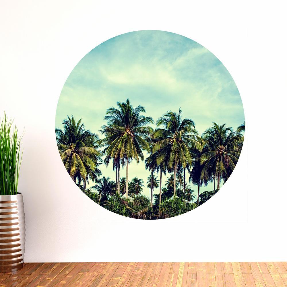 Palm Tree Circle Logo - Palm Trees | Circle Wall Decals | WallsNeedLove