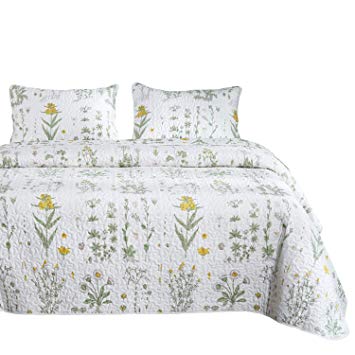 Cloud Yellow Flower Logo - Amazon.com: Wake In Cloud - Botanical Quilt Set, Yellow Flowers and ...