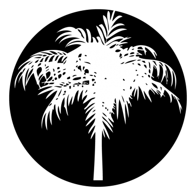 Black and White Tree in Circle Logo - Palm Tree Gobo | Projected Image