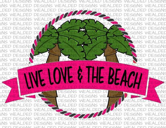 Palm Tree Circle Logo - Live Love Beach Palm Trees Circle Logo PNG State Shirt | Etsy