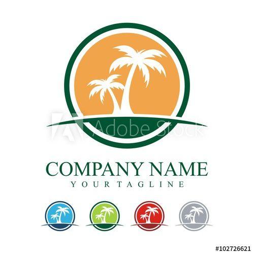 Palm Tree Circle Logo - Palm Tree Logo, Circle Palm Design Logo Vector this stock