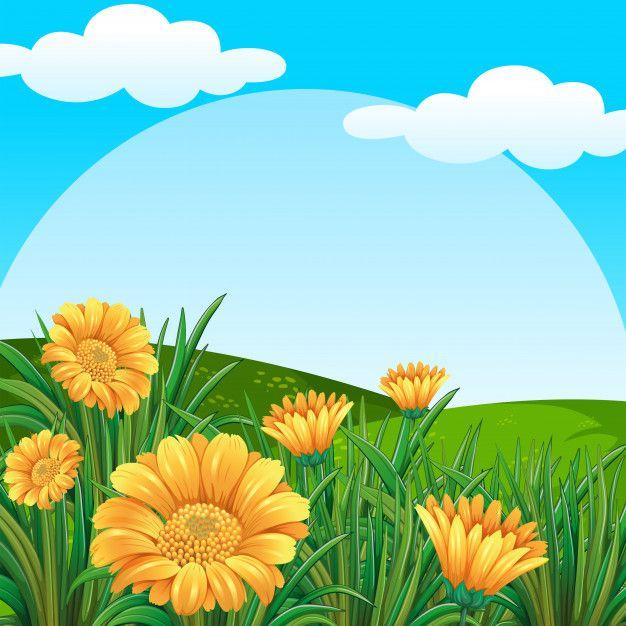 Cloud Yellow Flower Logo - Background scene with yellow flowers in field Vector | Free Download