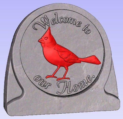 Standing Red Bird Logo - Welcome Red Bird Cardinal Standing Stone Mold
