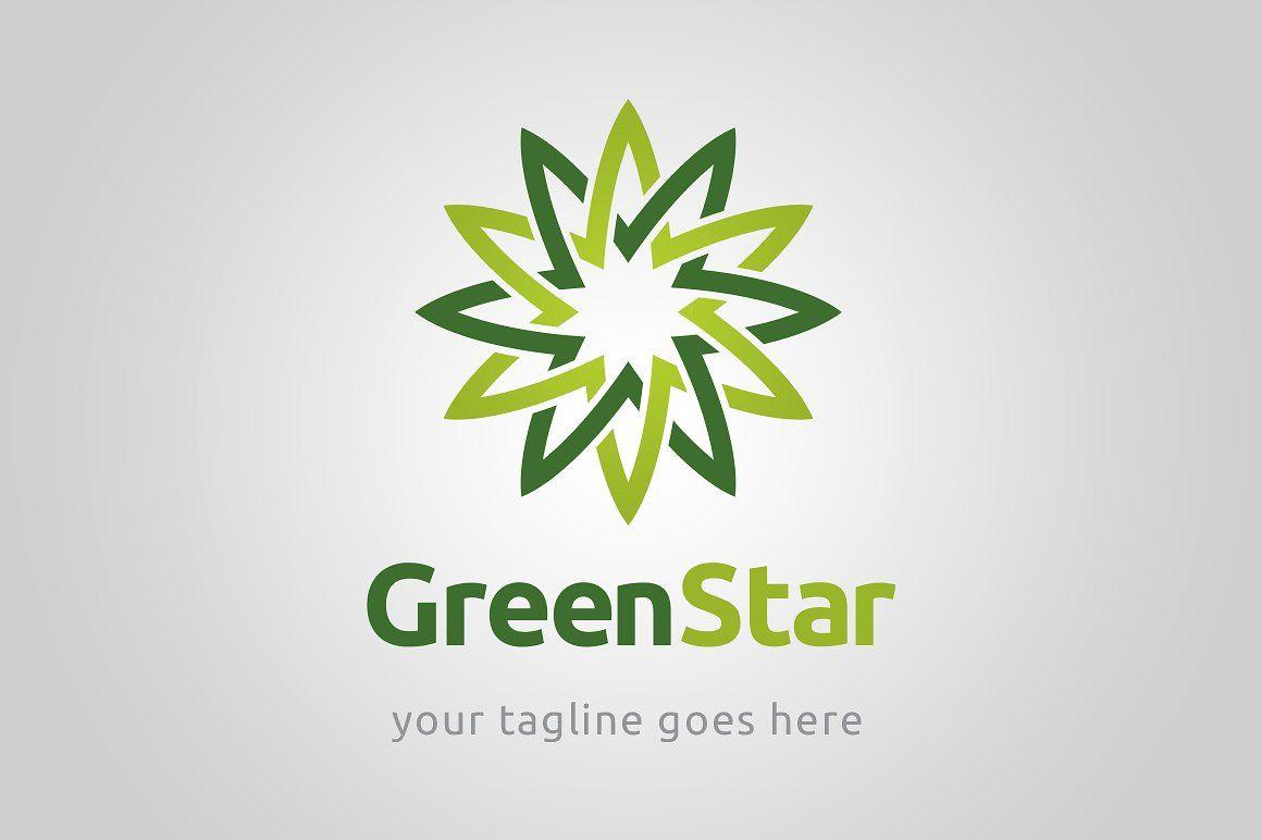 White and Green Star Logo - Green square white stars Logos