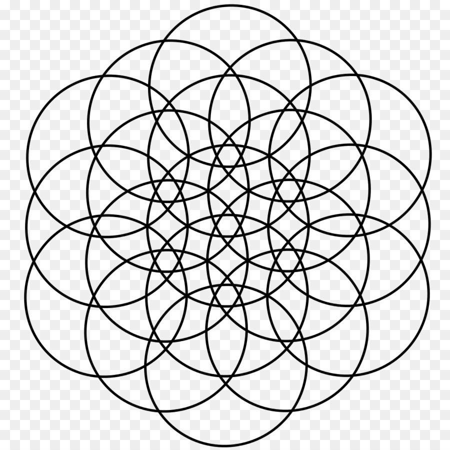 Black Hexagon Circle Logo - Overlapping circles grid Sacred geometry Hexagon png