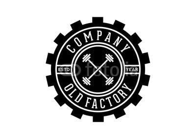 White Cross Company Logo - Flat Gear Barbell Cross GYM Company Logo Stamp. Buy Photo. AP