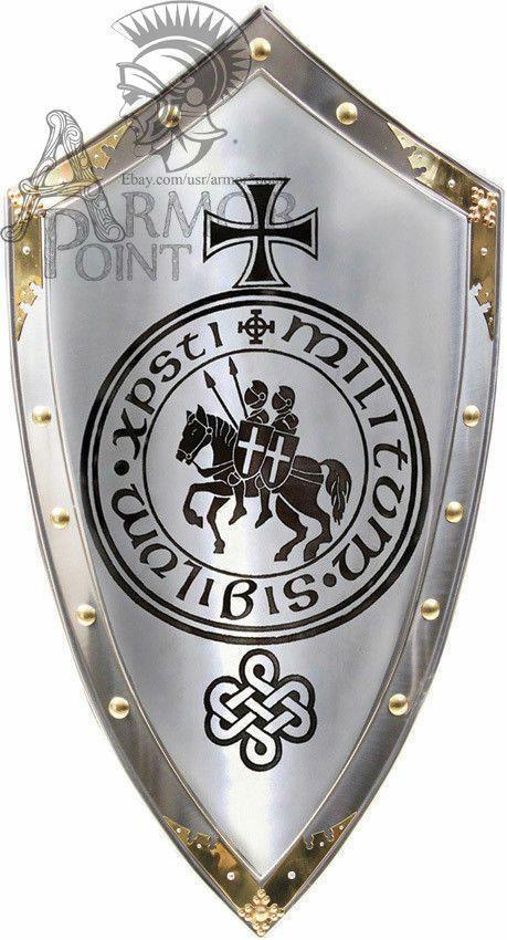 Armor Shield Logo - Medieval Reproduction Templar Armor Shield Steel & Brass