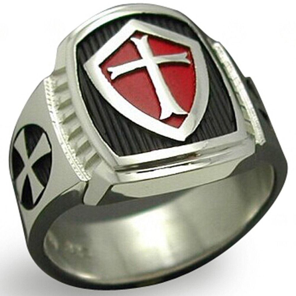 Armor Shield Logo - Size 7 15 Stainless Steel Titanium Red Armor Shield Knight Templar