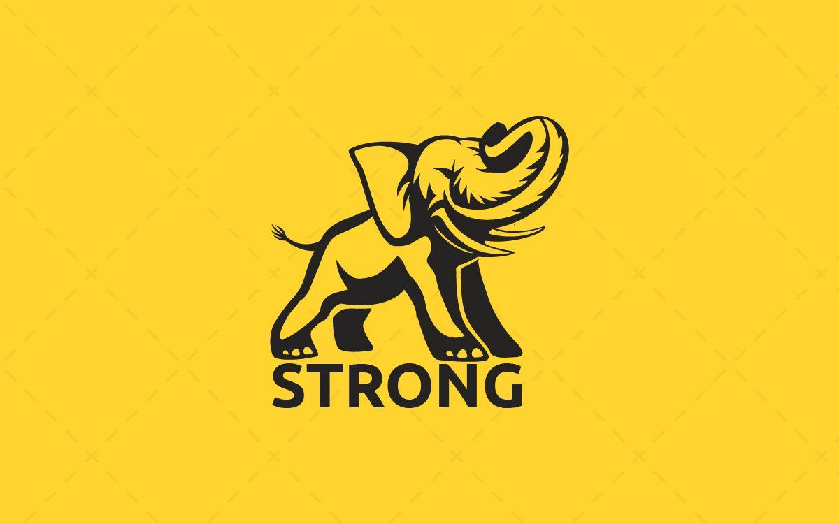 Yellow Elephant Logo - Strong & Modern Elephant Logo