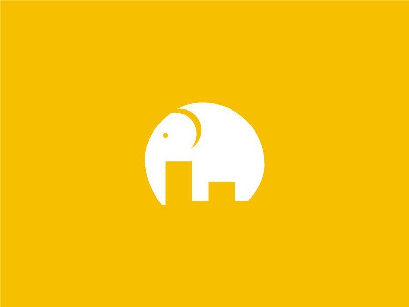 Yellow Elephant Logo - elephant / F / City negative space logo design by Sumesh. Logo
