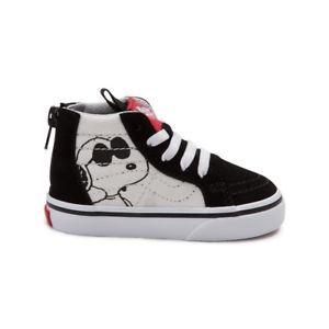 Snoopy Vans Logo - Vans SK8 Hi Zip Peanuts Snoopy Joe Cool Black Toddler Boy Girl Shoes ...