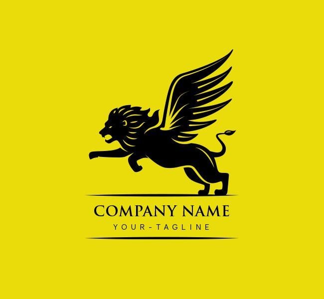Yellow Lion Logo - Winged Lion Logo & Business Card Template Design Love