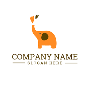 Yellow Elephant Logo - Cute Yellow Elephant Icon logo design. iDog. Logo