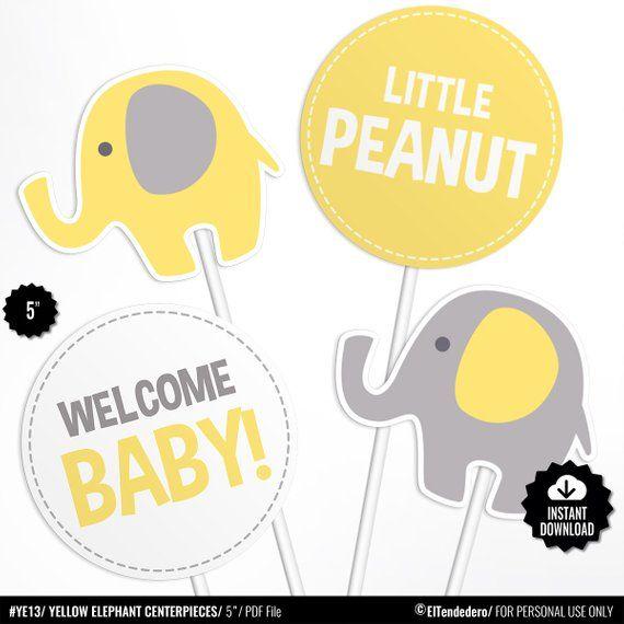 Yellow Elephant Logo - Elephant Baby Shower Centerpieces. Yellow Table Centerpieces