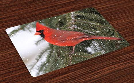 Standing Red Bird Logo - Amazon.com: Lunarable Cardinal Place Mats Set of 4, Northern ...