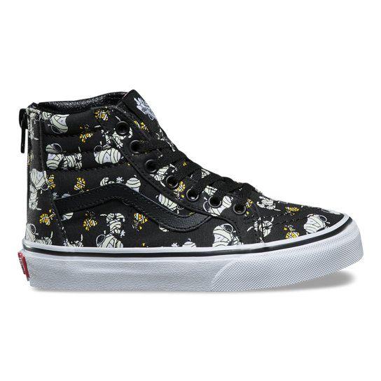 Snoopy Vans Logo - Kids Vans X Peanuts SK8-Hi Zip Shoes | Black | Vans