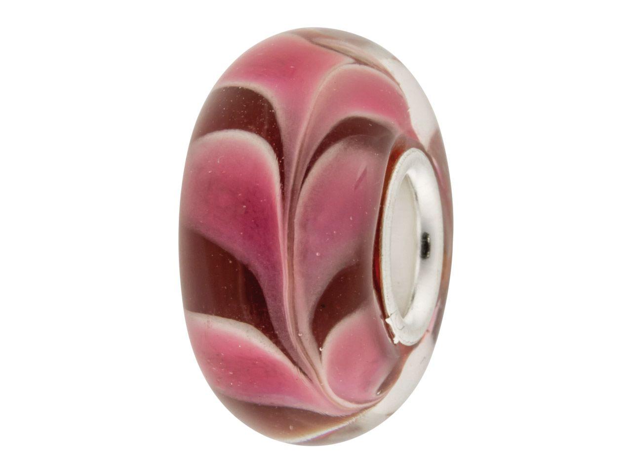 Red and White Swirl Logo - Glass Charm Bead, Dark Red With Pink And White Swirl, Sterling ...