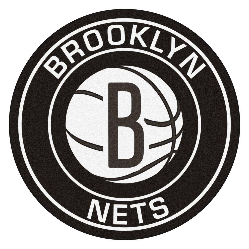 Black Internet Logo - FANMATS NBA Brooklyn Nets Black 2 Ft. X 2 Ft. Round Area Rug 18828