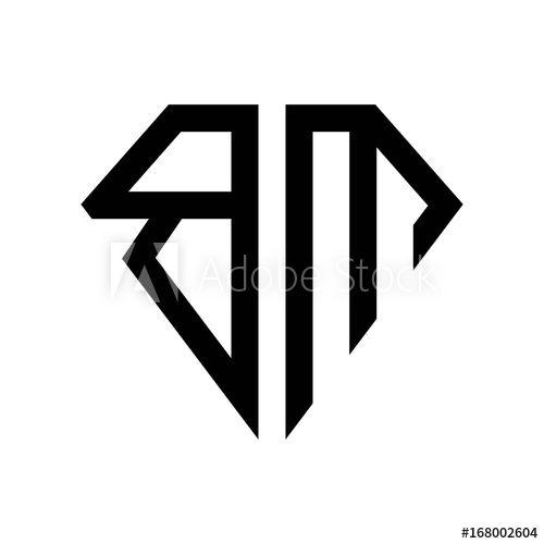 BM Logo - initial letters logo bm black monogram diamond pentagon shape - Buy ...