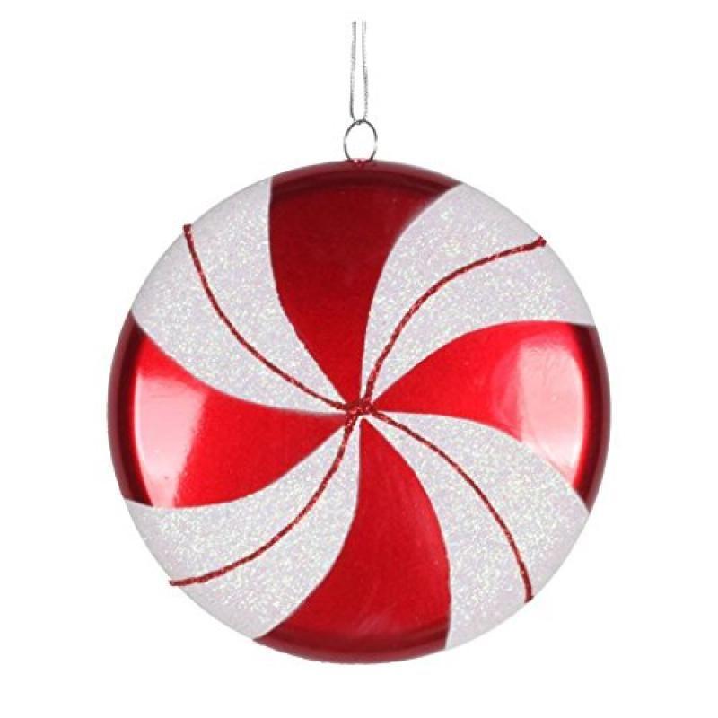 Red and White Swirl Logo - Vickerman 6 Red White Swirl Flat Candy Christmas Ornament