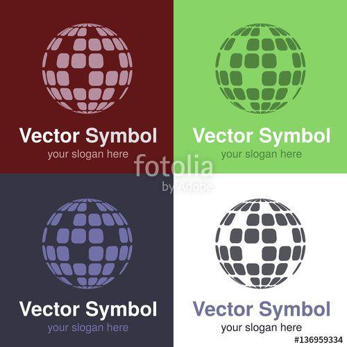 Round Red Globe Logo - Vector set of abstract green, red, blue and black white logo globe
