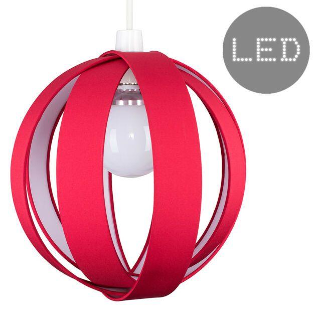 Round Red Globe Logo - Large Modern Red Fabric Cocoon Ceiling Light Pendant Shade LED Globe