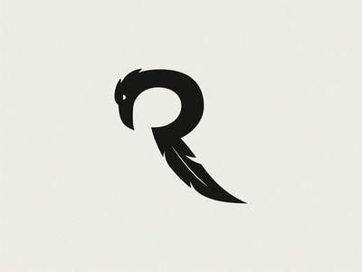 Black and White R Logo - Raven letter R. Logo. Logo design, Logos, Lettering