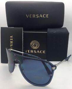 Silver Blue Shield Logo - New VERSACE Sunglasses VE 2180 1000/80 125 Silver & Blue Shield ...