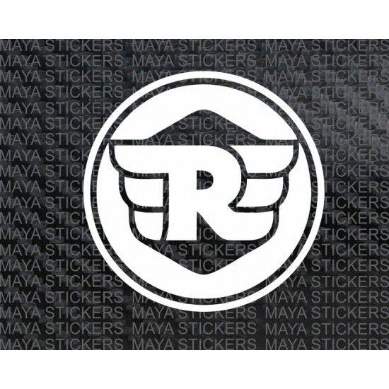 Circle White R Logo - Royal Enfield R logo stickers for Bullets, Laptops, helmets