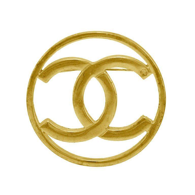Golden Chanel Logo - Early 1980s Chanel 14kt Filled Gold CC logo Pin at 1stdibs