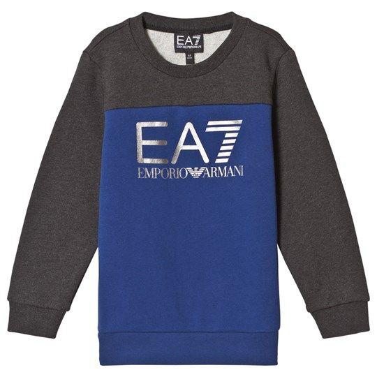Blue and Charcoal Logo - Emporio Armani - Blue and Charcoal EA7 Logo Sweatshirt - Babyshop.com