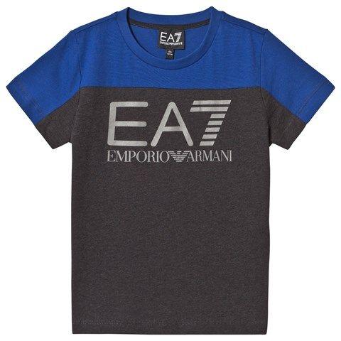 Blue and Charcoal Logo - Emporio Armani Blue and Charcoal Logo T-Shirt | AlexandAlexa