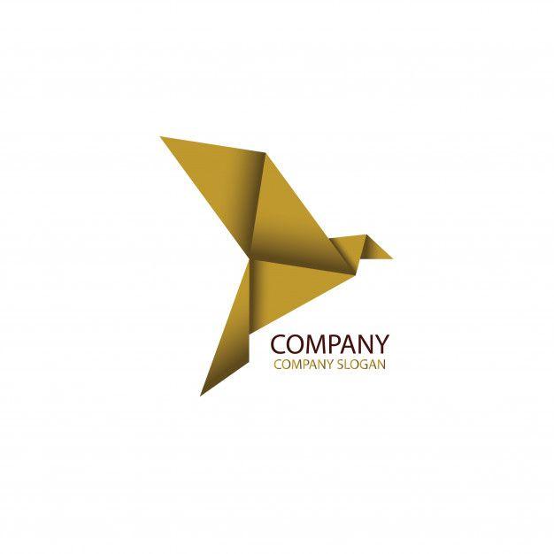 Gold Bird Company Logo - Bird origami gold logo icon Vector