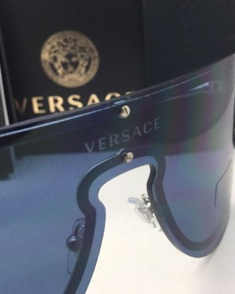 Silver Blue Shield Logo - Versace New Ve 2180 1000/80 125 Silver & Blue Shield Frames W/ Blue ...