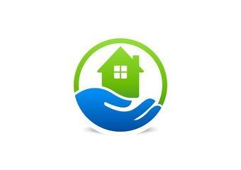 Circle House Logo - house, logo, hand, circle, real estate, home, company, business, emblem