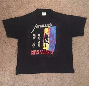 Metallica Original Logo - VINTAGE 1992 GUNS N' ROSES/METALLICA ORIGINAL TOUR T SHIRT LICENSED ...