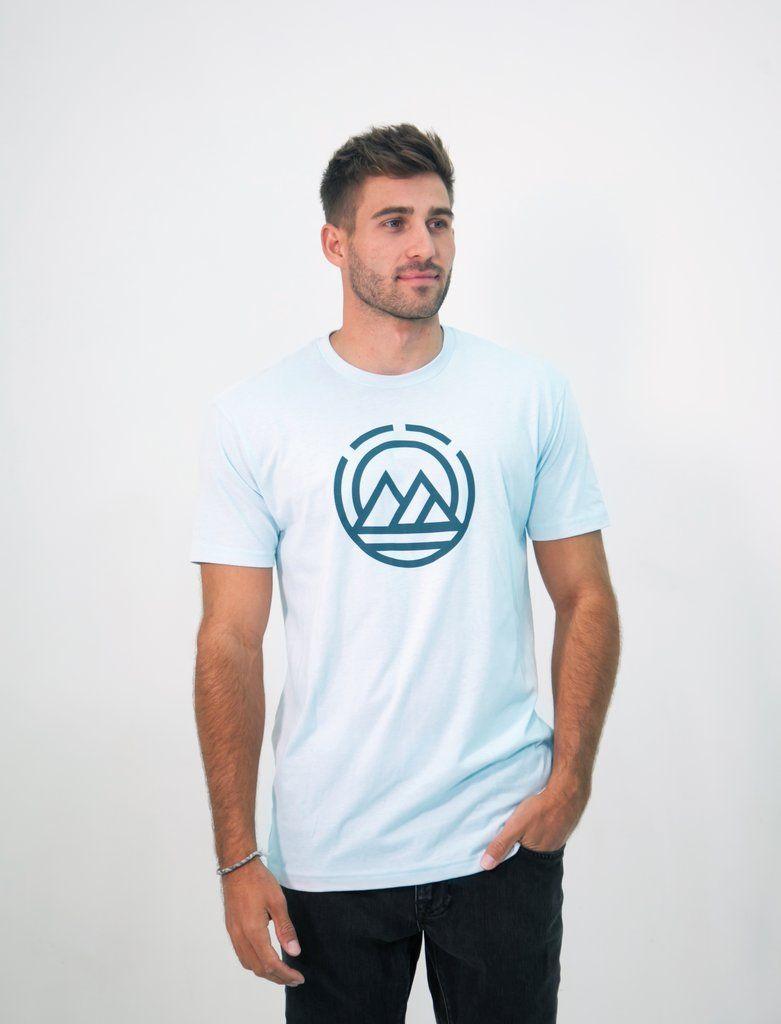 Blue and Charcoal Logo - MAGO ice blue w/ charcoal logo short sleeve t-shirt | Mago supply