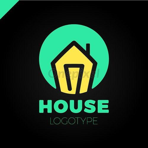 Circle House Logo - Mono line house logo in circle, icon. Arrow up isolated - 3864692 ...