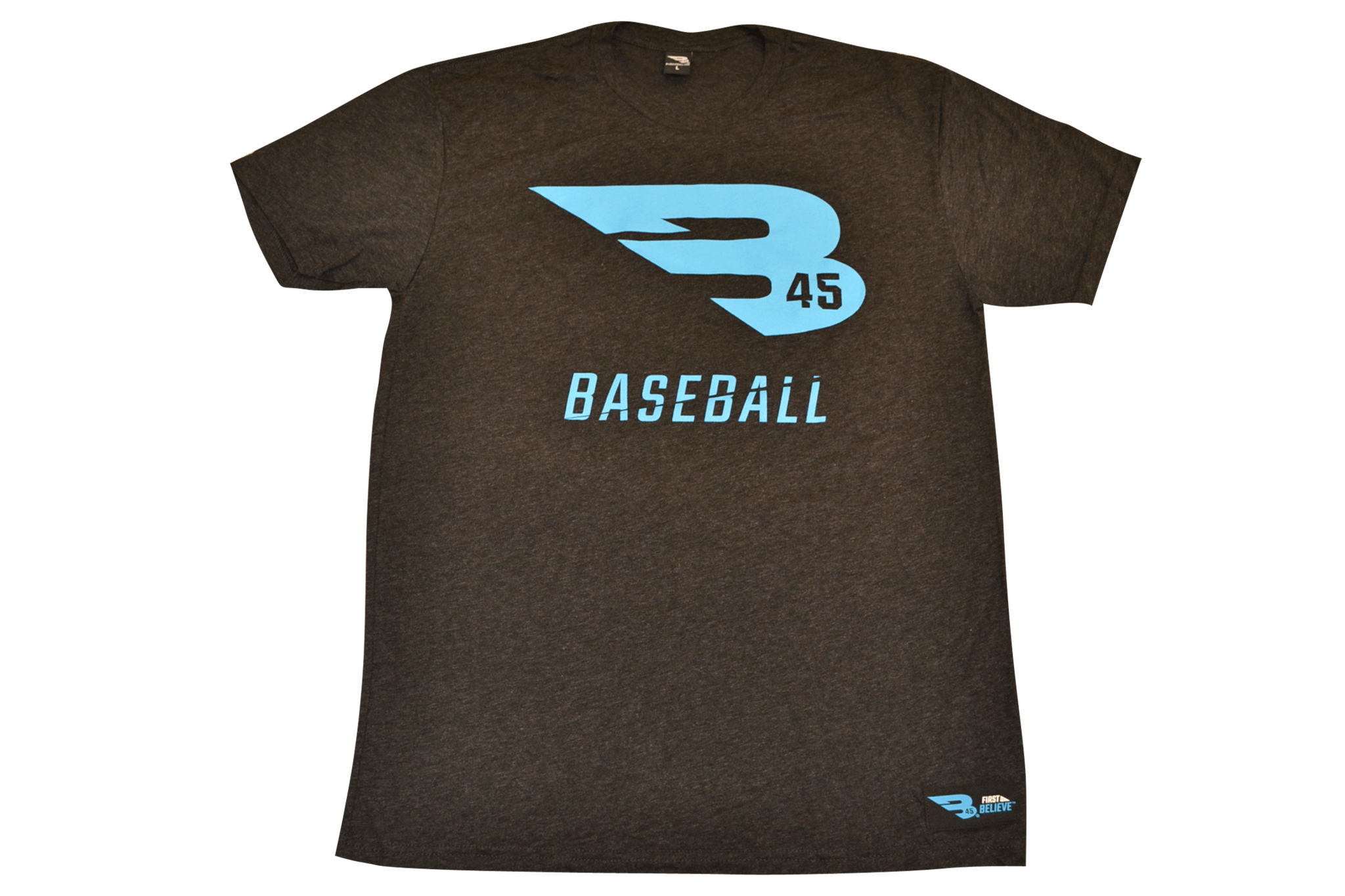 Blue and Charcoal Logo - B45 First To Believe Premium T Shirt