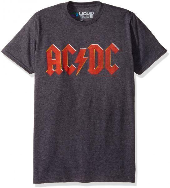 Blue and Charcoal Logo - Liquid Blue Men's Ac/Dc Vintage Logo Short Sleeve T-Shirt, Charcoal ...