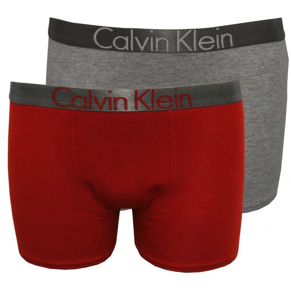 Burgandy and Grey Logo - Calvin Klein Boys 2-Pack Metallic Logo Boxer Trunks, Burgundy/Blue ...