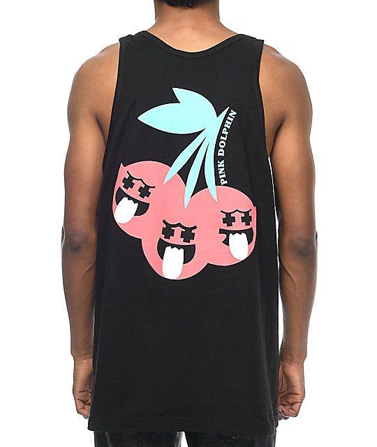 Pink Dolphin Ghost Logo - Pink Dolphin Cherry Ghost Black Tank Top | Zumiez