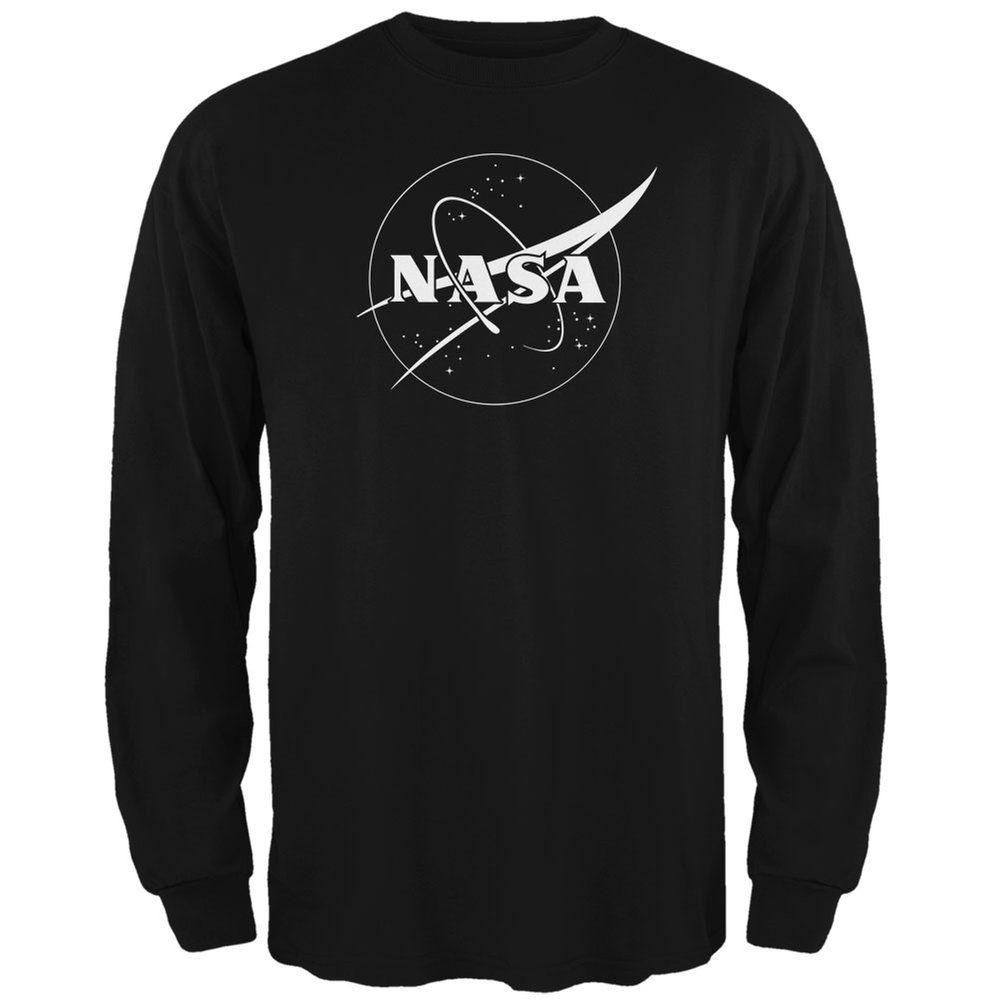 NASA Black Logo - Amazon.com: NASA Outline Logo Black Adult Long Sleeve T-Shirt: Clothing