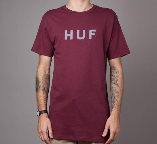 Burgandy and Grey Logo - HUF Original Logo T-Shirt (Burgundy/Grey) - Consortium.