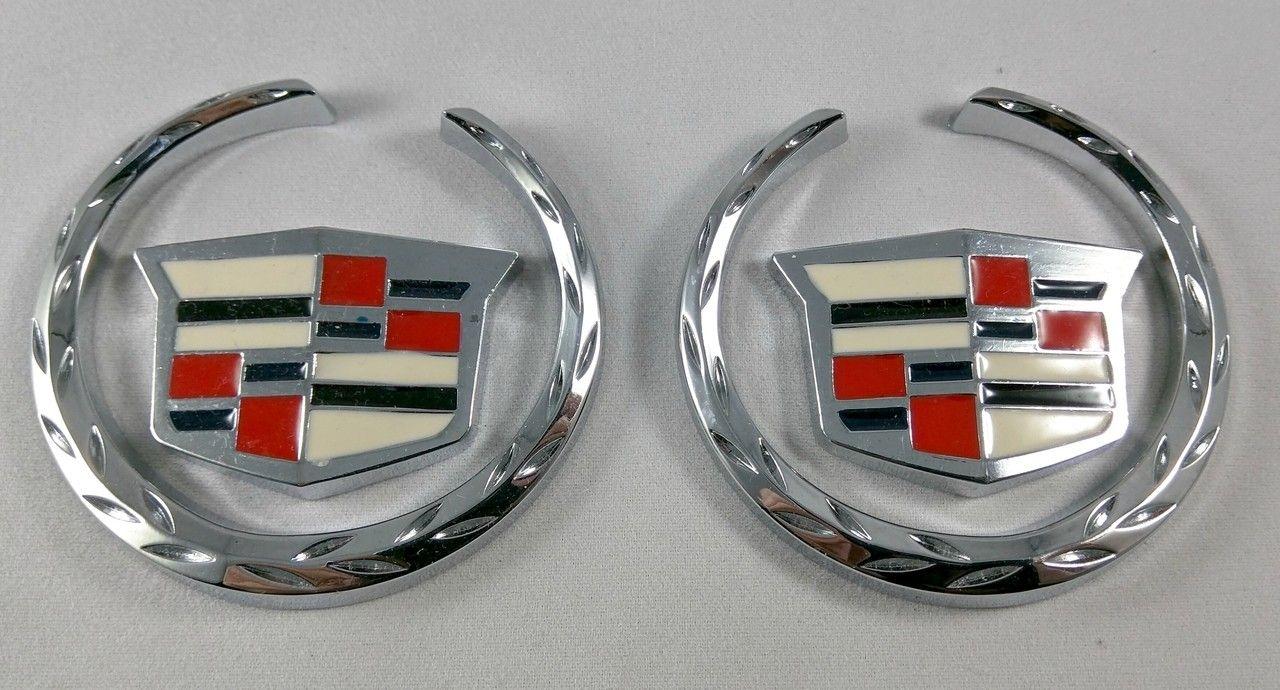 Cadillac Year Logo - 2x 3D Emblem WreathCrest Sticker Chrome Badge Logo For Cadillac ...