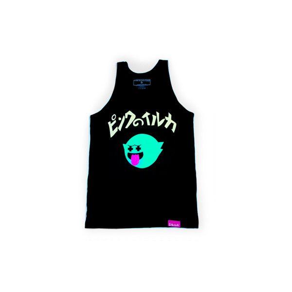 Pink Dolphin Ghost Logo - Pink Dolphin Clothing. — Ghost Tank In Black - Polyvore | Cute ...