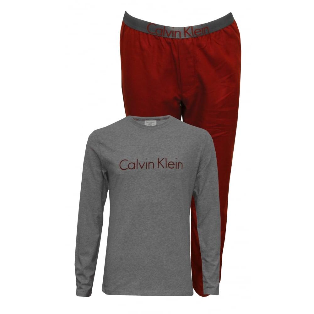 Burgandy and Grey Logo - Calvin Klein Boys Jersey Metallic Logo Pyjama Set, Burgundy/Grey ...