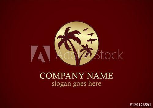 Gold Bird Company Logo - palm tree bird holiday gold company logo this stock vector